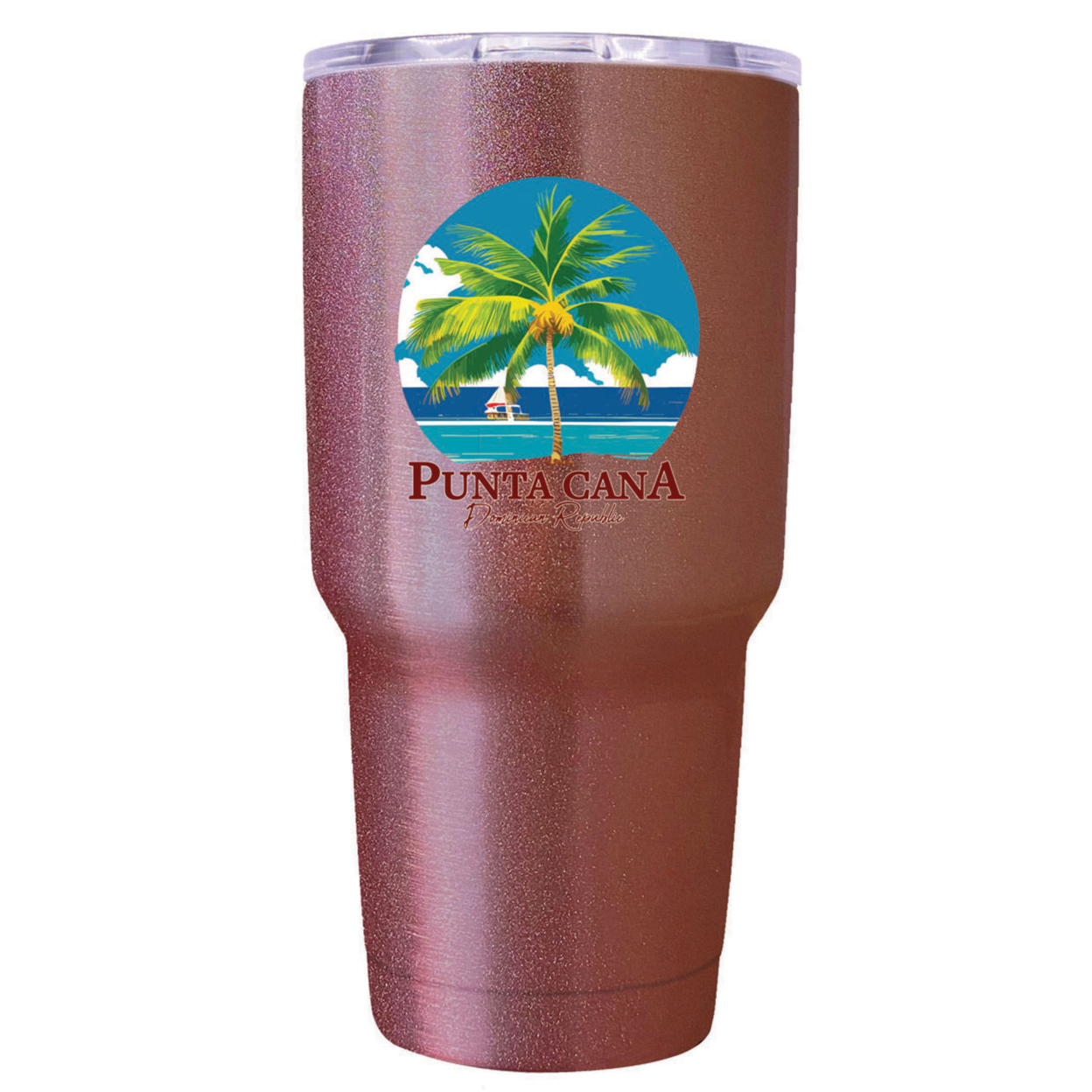 Punta Cana Dominican Republic Souvenir 24 Oz Insulated Stainless Steel Tumbler - Rose Gold, PALM