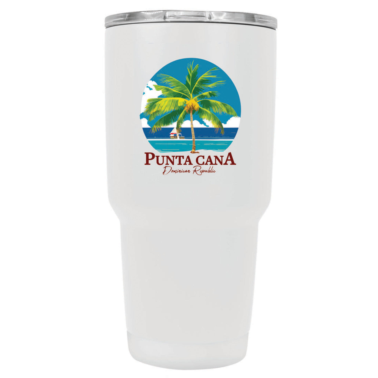 Punta Cana Dominican Republic Souvenir 24 Oz Insulated Stainless Steel Tumbler - White, PALM
