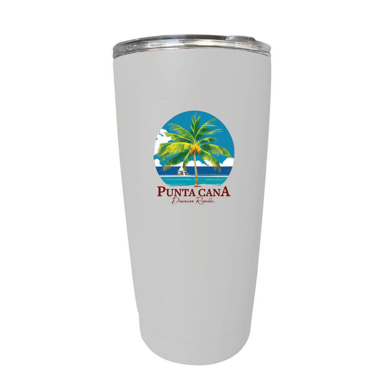 Punta Cana Dominican Republic Souvenir 16 Oz Stainless Steel Insulated Tumbler - White, PALM