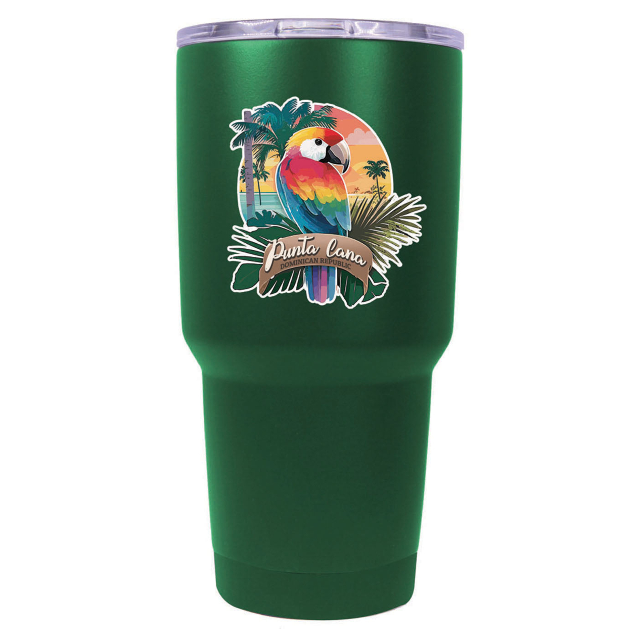 Punta Cana Dominican Republic Souvenir 24 Oz Insulated Stainless Steel Tumbler - Green, PARROT