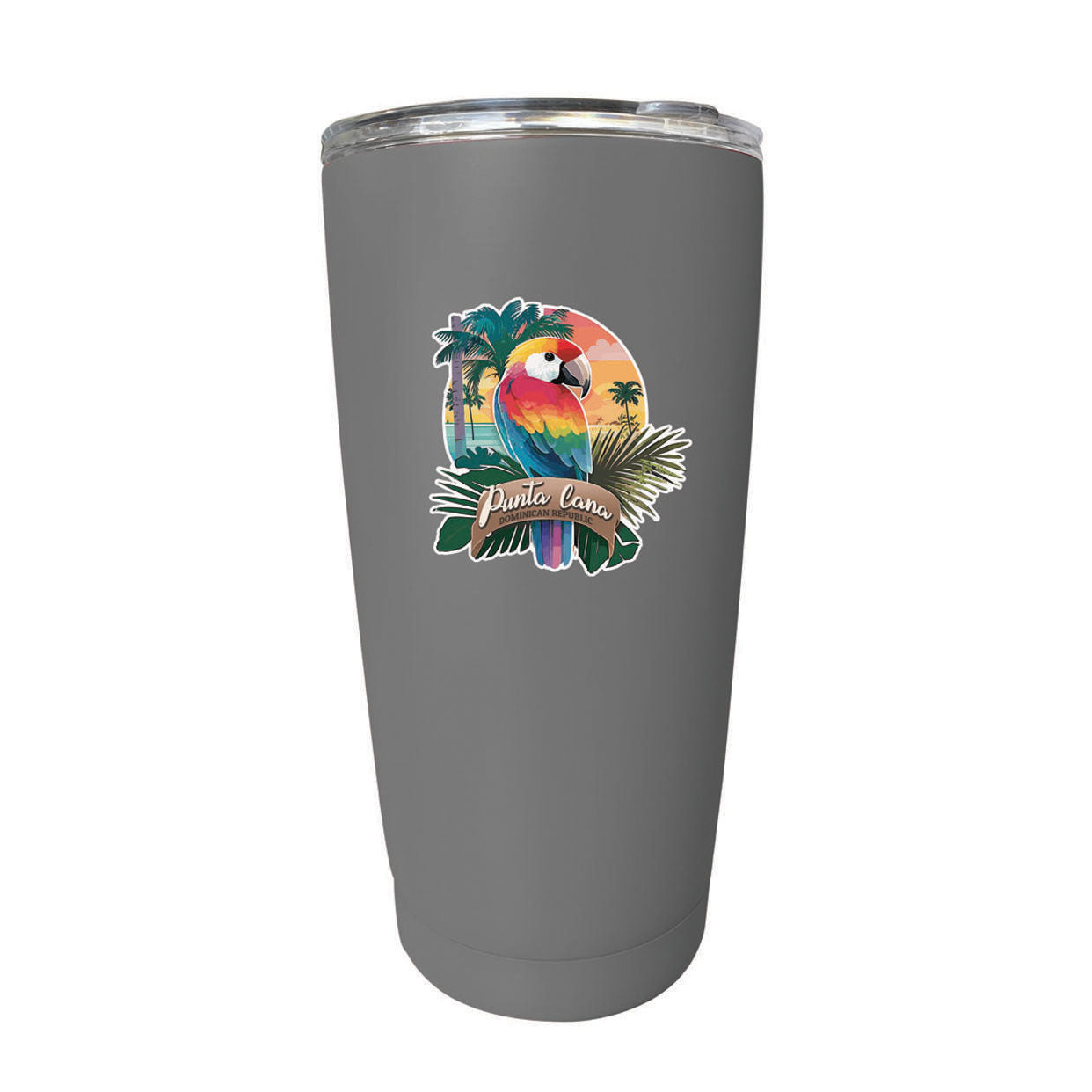 Punta Cana Dominican Republic Souvenir 16 Oz Stainless Steel Insulated Tumbler - Gray, PARROT