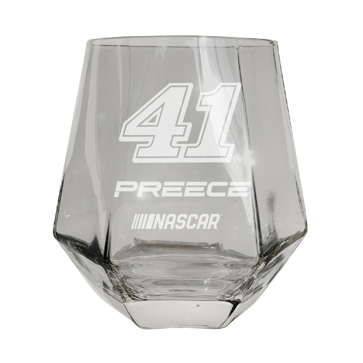 #41 Ryan Preece Officially Licensed 10 Oz Engraved Diamond Wine Glass - Clear, Single