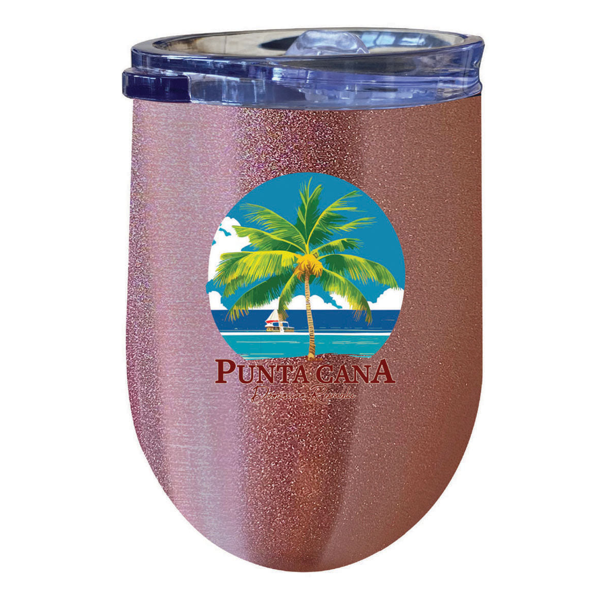 Punta Cana Dominican Republic Souvenir 12 Oz Insulated Wine Stainless Steel Tumbler - Rose Gold, PARROT B