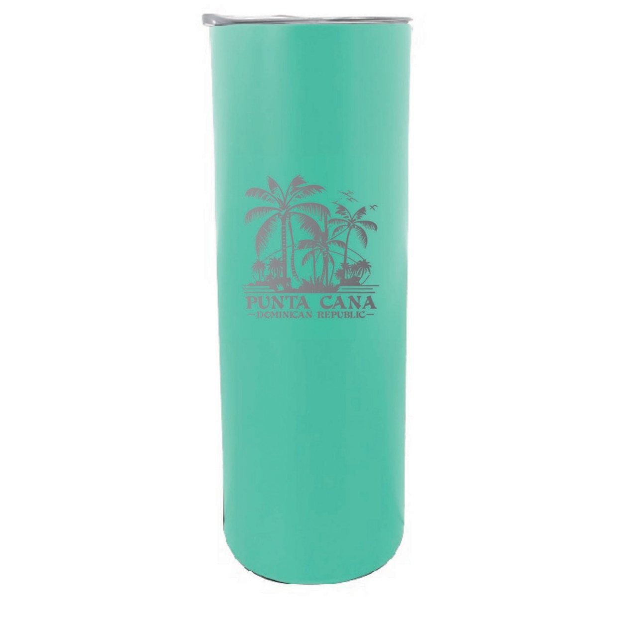 Punta Cana Dominican Republic Souvenir 20 Oz Insulated Stainless Steel Skinny Tumbler Etched - Rainbow Glitter Gray, PALM BEACH