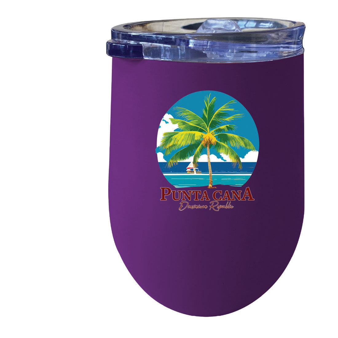 Punta Cana Dominican Republic Souvenir 12 Oz Insulated Wine Stainless Steel Tumbler - Purple, PALM