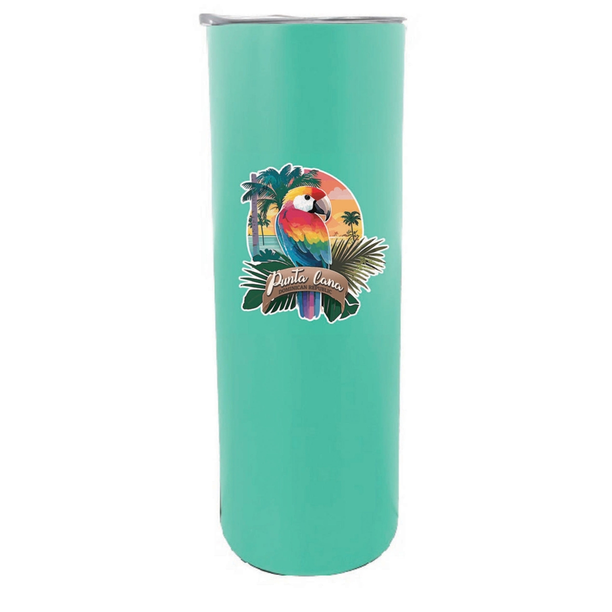 Punta Cana Dominican Republic Souvenir 20 Oz Insulated Stainless Steel Skinny Tumbler - Seafoam, PARROT