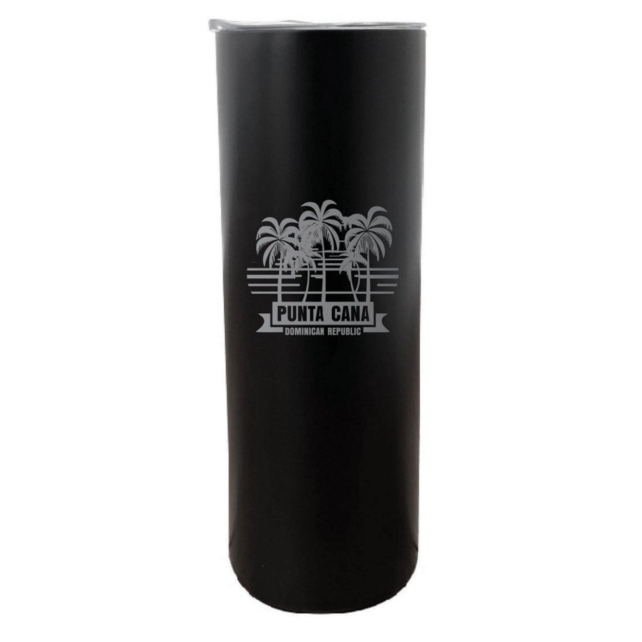 Punta Cana Dominican Republic Souvenir 20 Oz Insulated Stainless Steel Skinny Tumbler Etched - Black, PALM BEACH