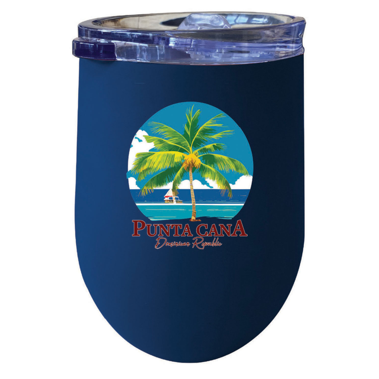 Punta Cana Dominican Republic Souvenir 12 Oz Insulated Wine Stainless Steel Tumbler - Navy, PALM