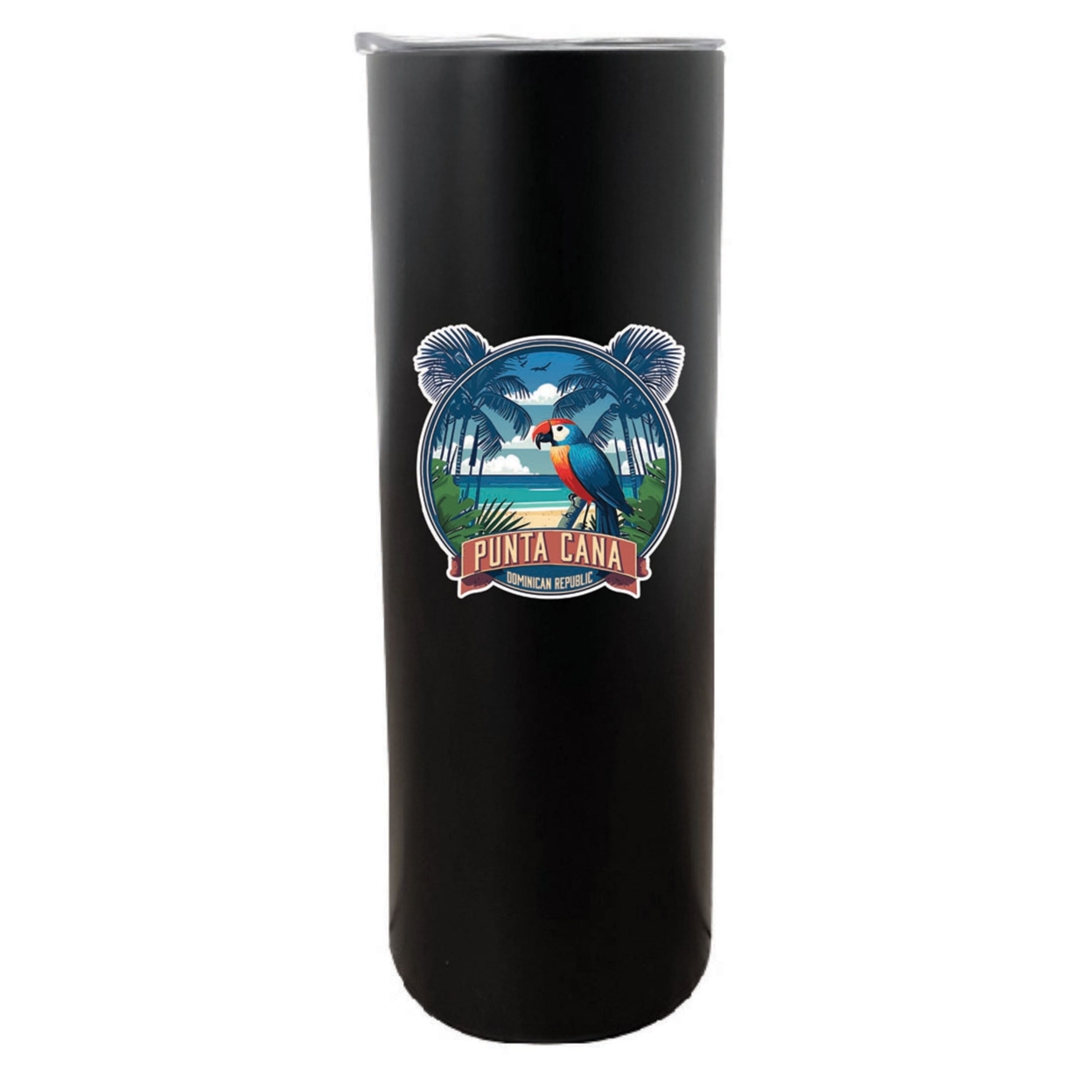 Punta Cana Dominican Republic Souvenir 20 Oz Insulated Stainless Steel Skinny Tumbler - Black, PARROT B