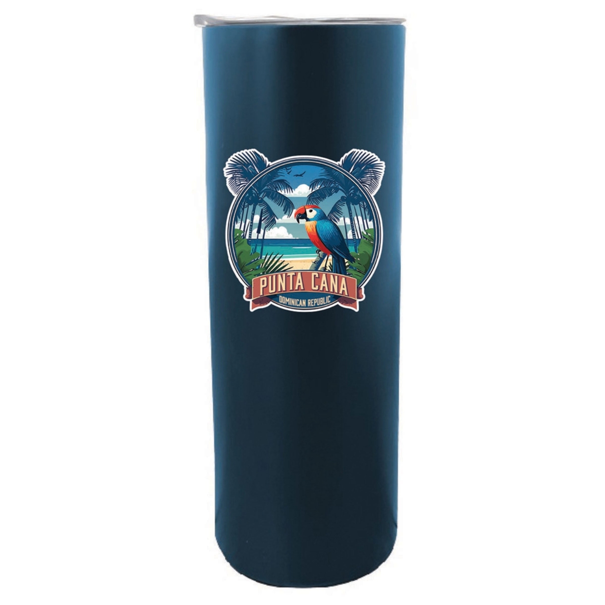 Punta Cana Dominican Republic Souvenir 20 Oz Insulated Stainless Steel Skinny Tumbler - Navy, PARROT B