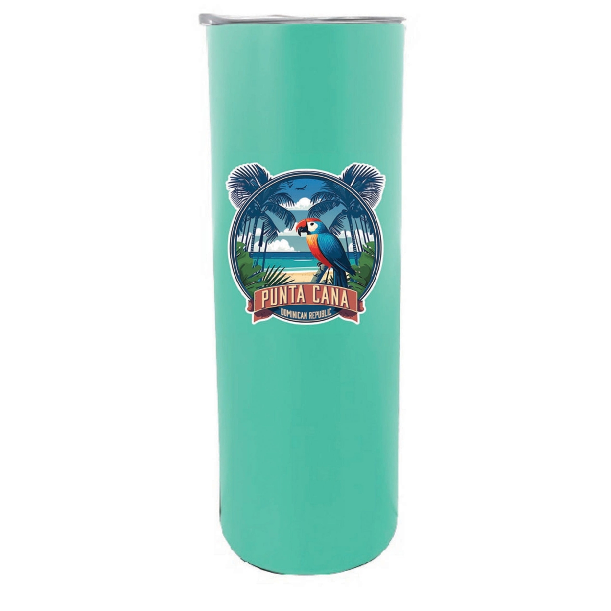 Punta Cana Dominican Republic Souvenir 20 Oz Insulated Stainless Steel Skinny Tumbler - Seafoam, PARROT B
