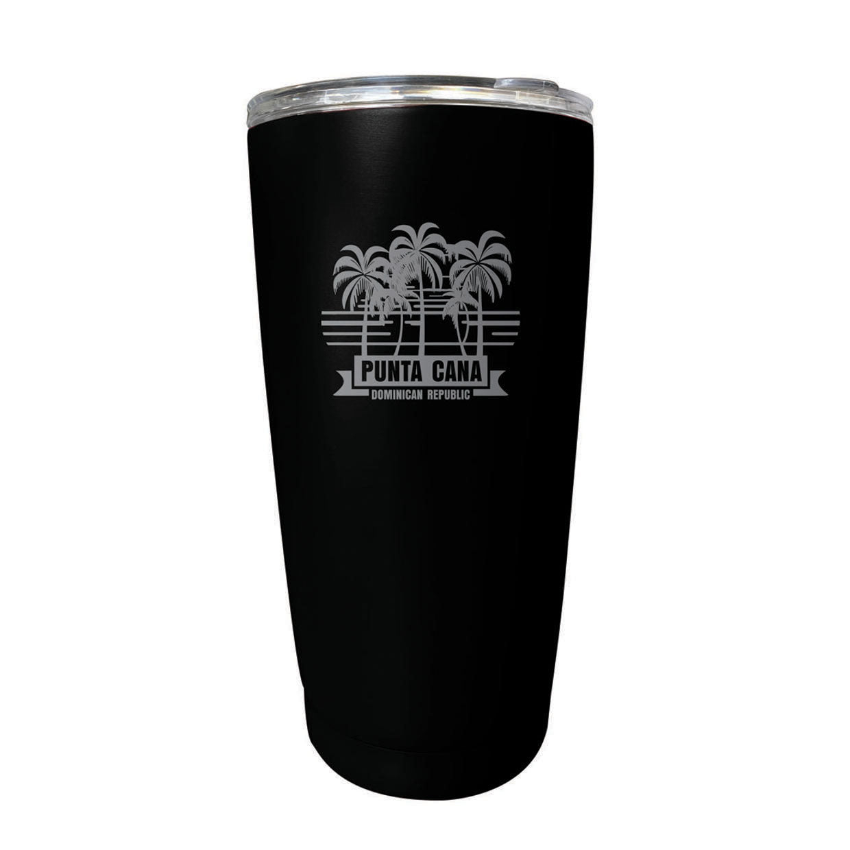 Punta Cana Dominican Republic Souvenir 16 Oz Stainless Steel Insulated Tumbler Etched - Yellow, PALM BEACH