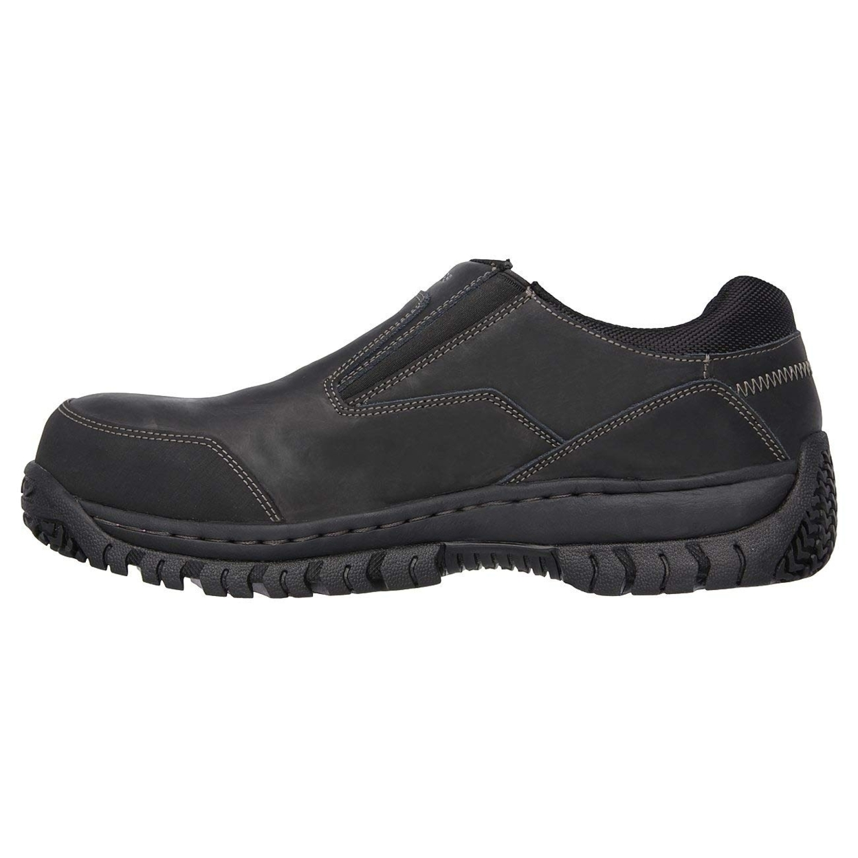 Skechers For Work Men's Hartan Steel Toe Slip-On Shoe Varies BLACK - BLACK, 7