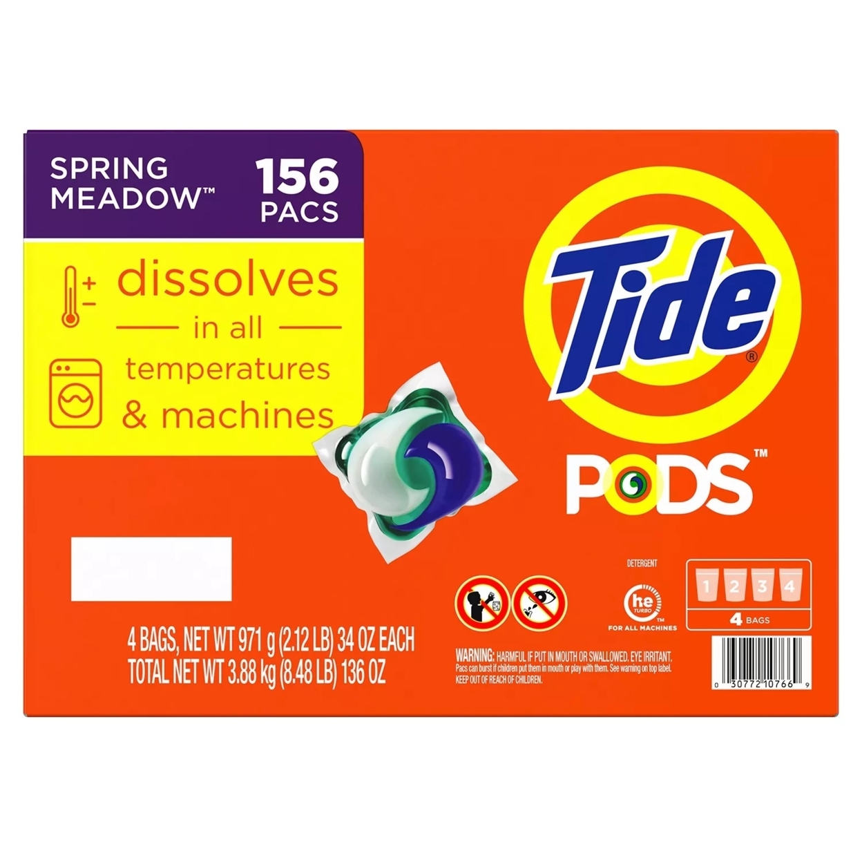 Tide PODS Liquid Laundry Detergent Pacs, Spring Meadow (156 Count)