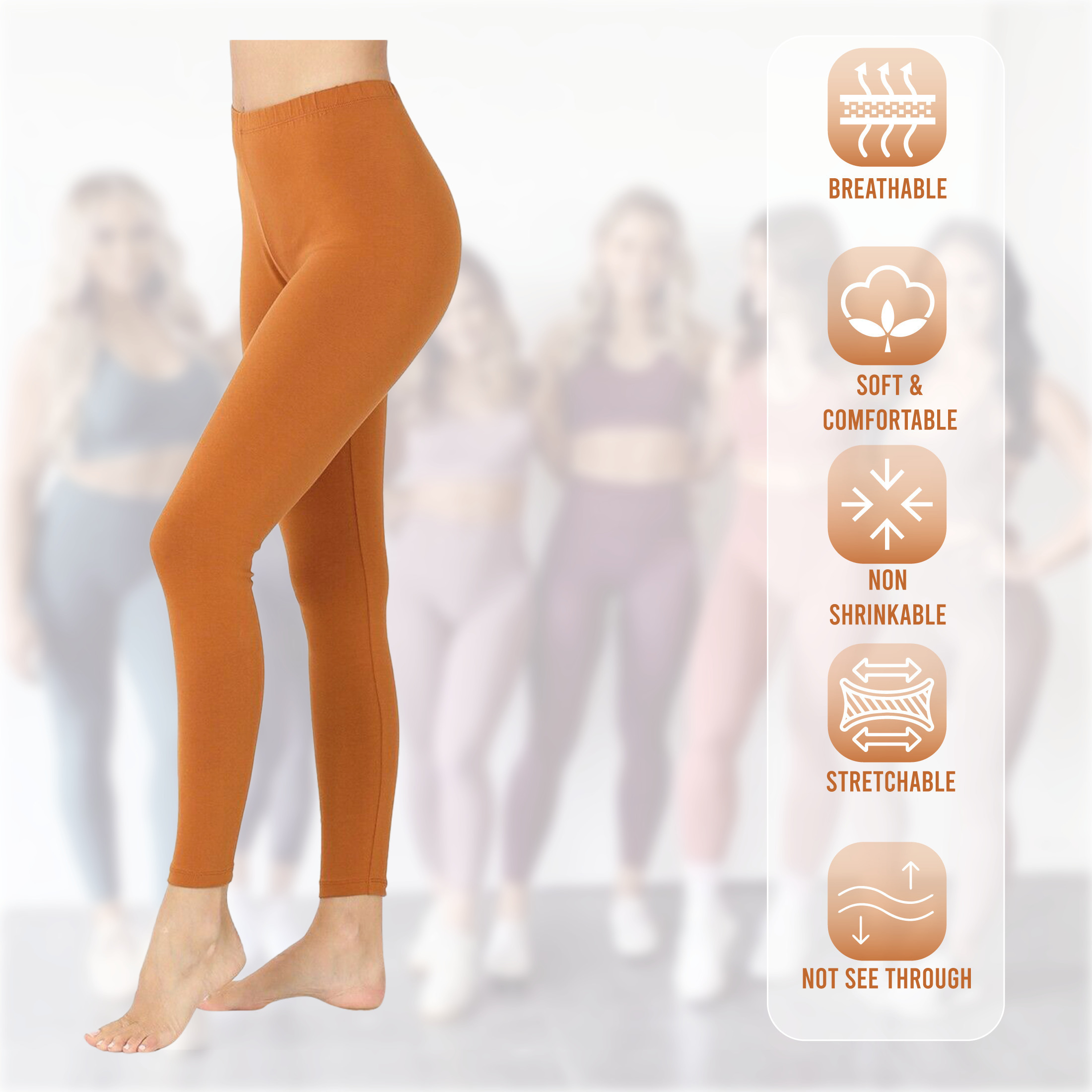 2-Pack: Ladies Solid High Waisted Soft Gym Yoga Sports Yummy Leggings - Medium
