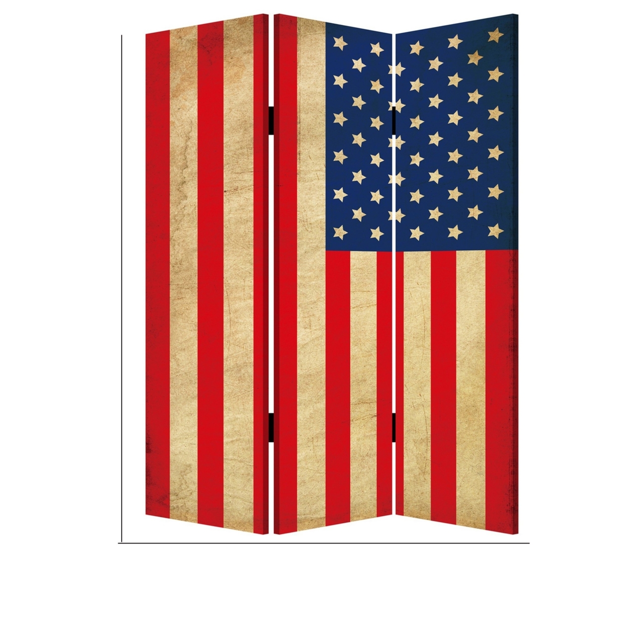 Alfie 71 Inch Folding Screen Room Divider, USA Stars And Stripes Design- Saltoro Sherpi