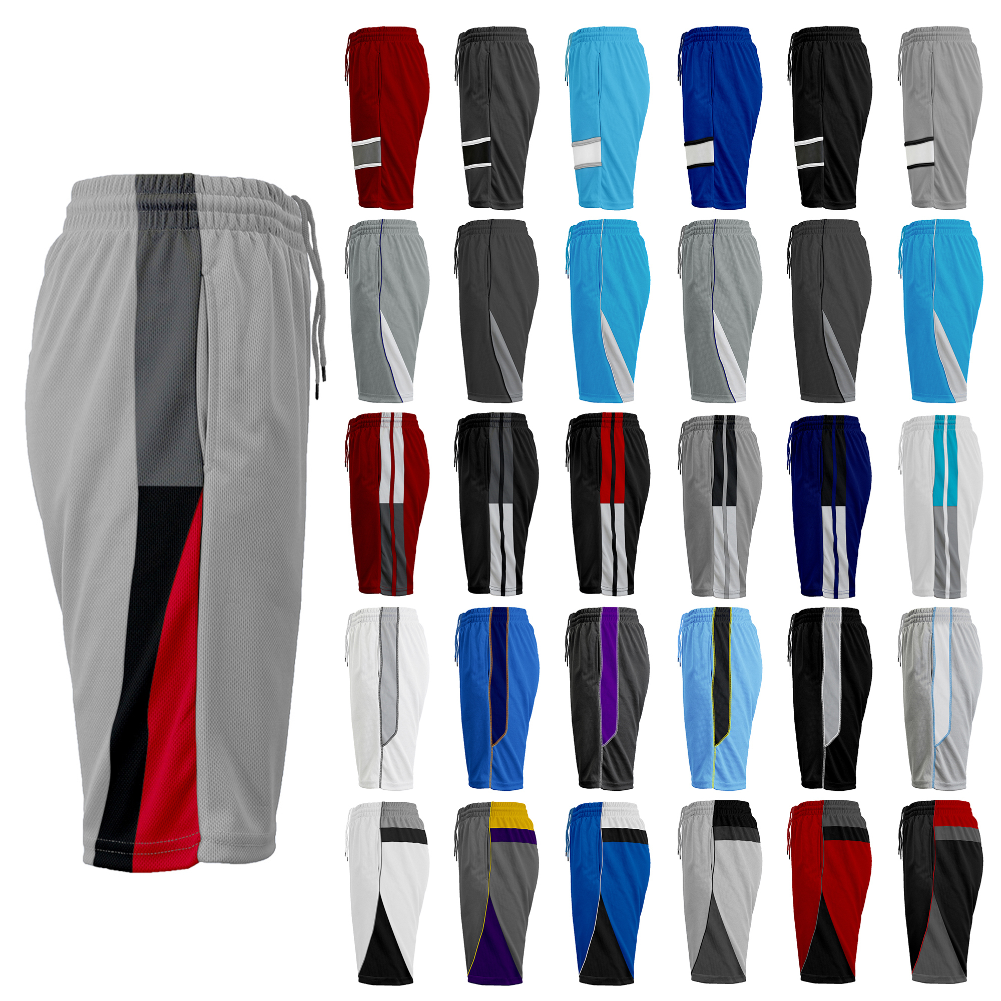 5-Pack: Men's Active Summer Athletic Mesh Moisture-Wicking Performance Shorts - Small