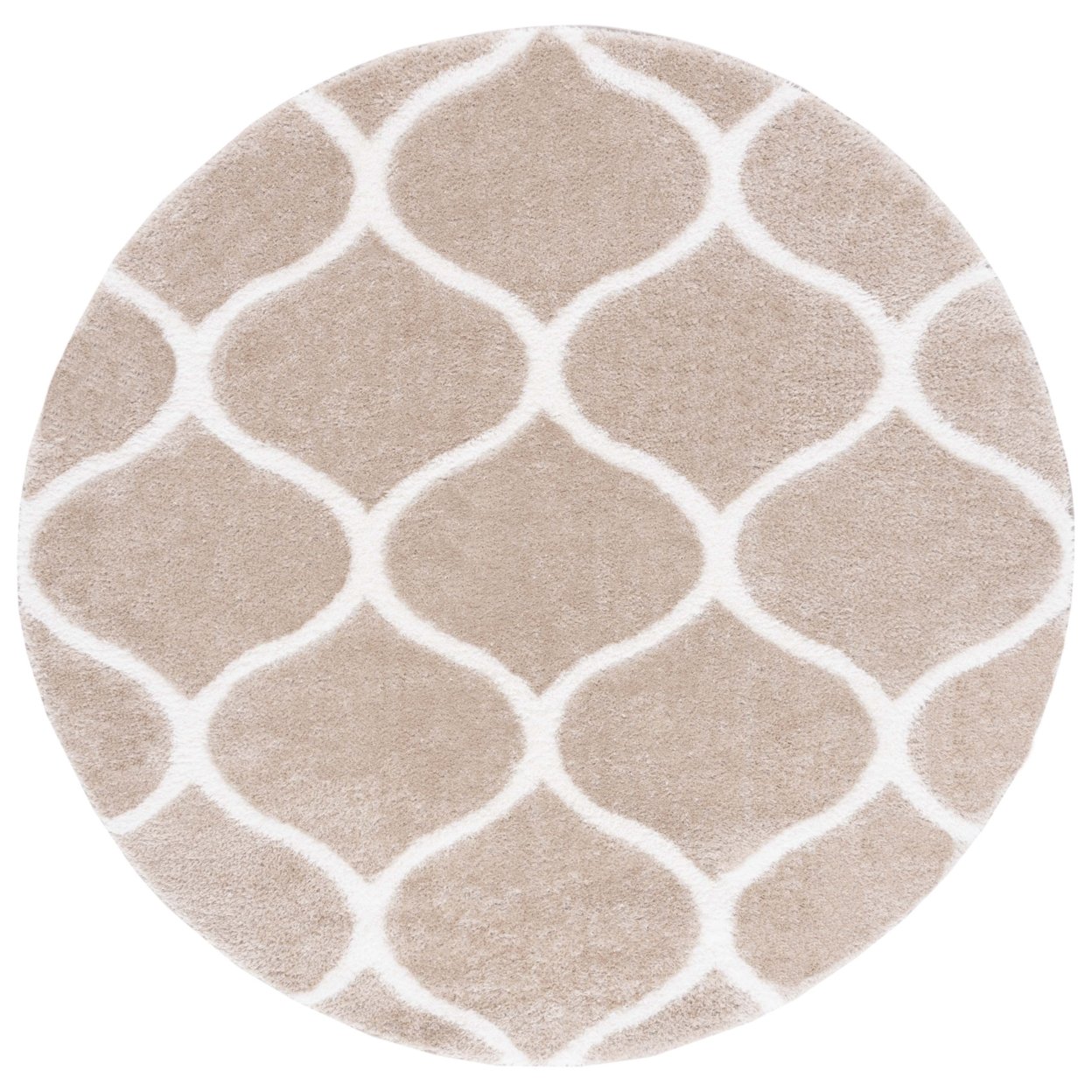SAFAVIEH Tahoe Shag Collection THO675G Silver / White Rug - 6'-7 X 6'-7 Round