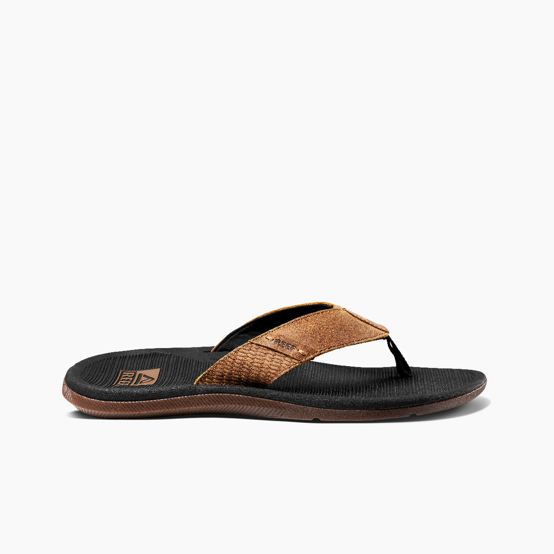 Reef Men's Santa Ana LE Premium Leather Flip Flop Sandals Black And Tan - CI8103 Black And Tan - Black And Tan, 8