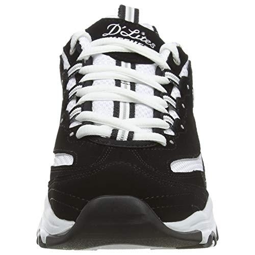Skechers Women's D'Lites Memory Foam Lace-up Sneaker 8.5 BLACK/WHITE - BLACK/WHITE, 10