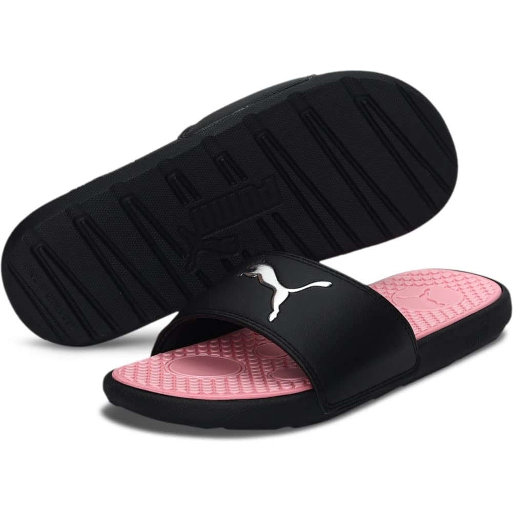PUMA Women's Cool Cat Slide Sandal 0 BLACK-PEONY-SILVER - BLACK-PEONY-SILVER, 12