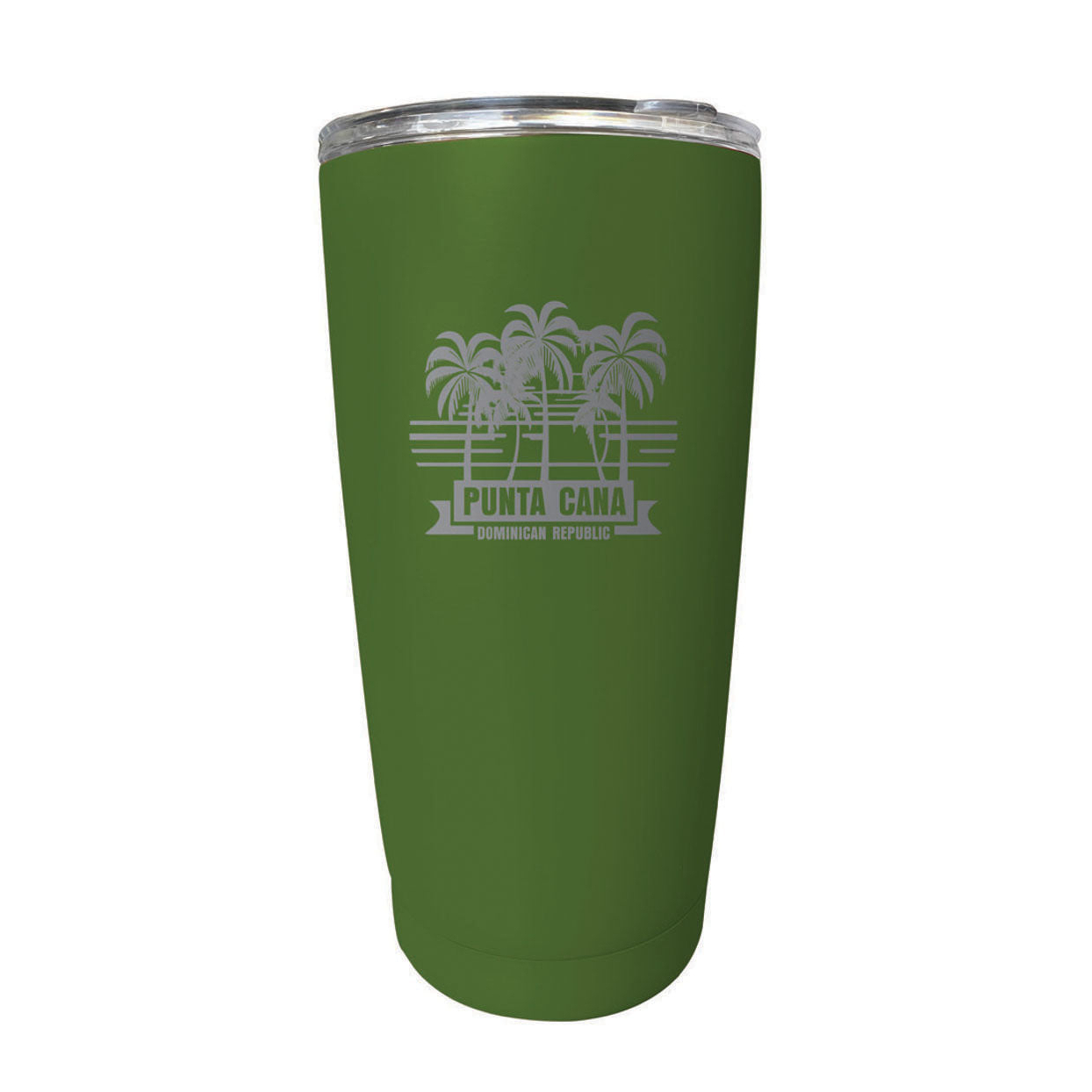 Punta Cana Dominican Republic Souvenir 16 Oz Stainless Steel Insulated Tumbler Etched - Green, PALM BEACH
