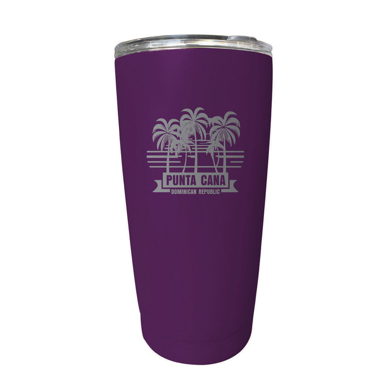 Punta Cana Dominican Republic Souvenir 16 Oz Stainless Steel Insulated Tumbler Etched - Purple, PALM BEACH