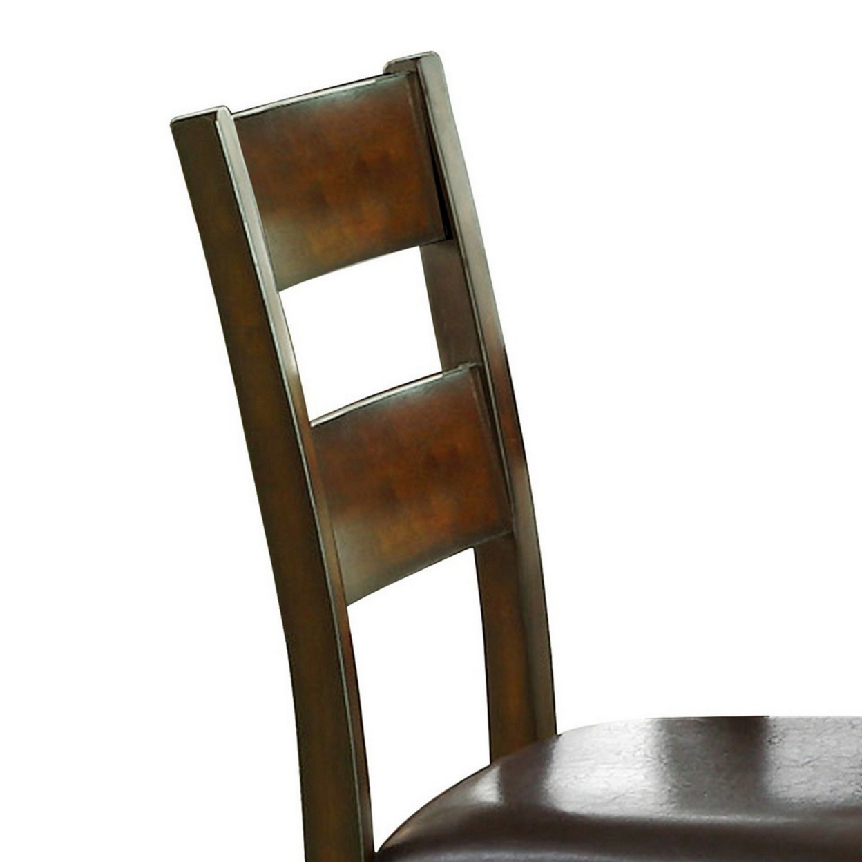 Leatherette Padded Side Chair Ladder Design Back, Set Of 2, Brown And Black- Saltoro Sherpi