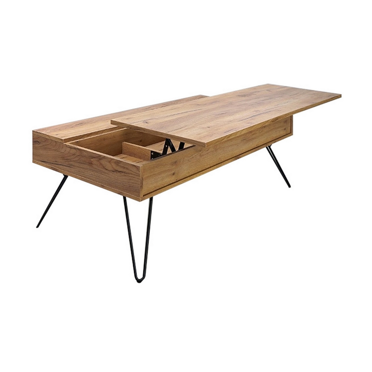 47 Inch Lift Top Coffee Table, Natural Brown Wood, 2 Storage Compartments