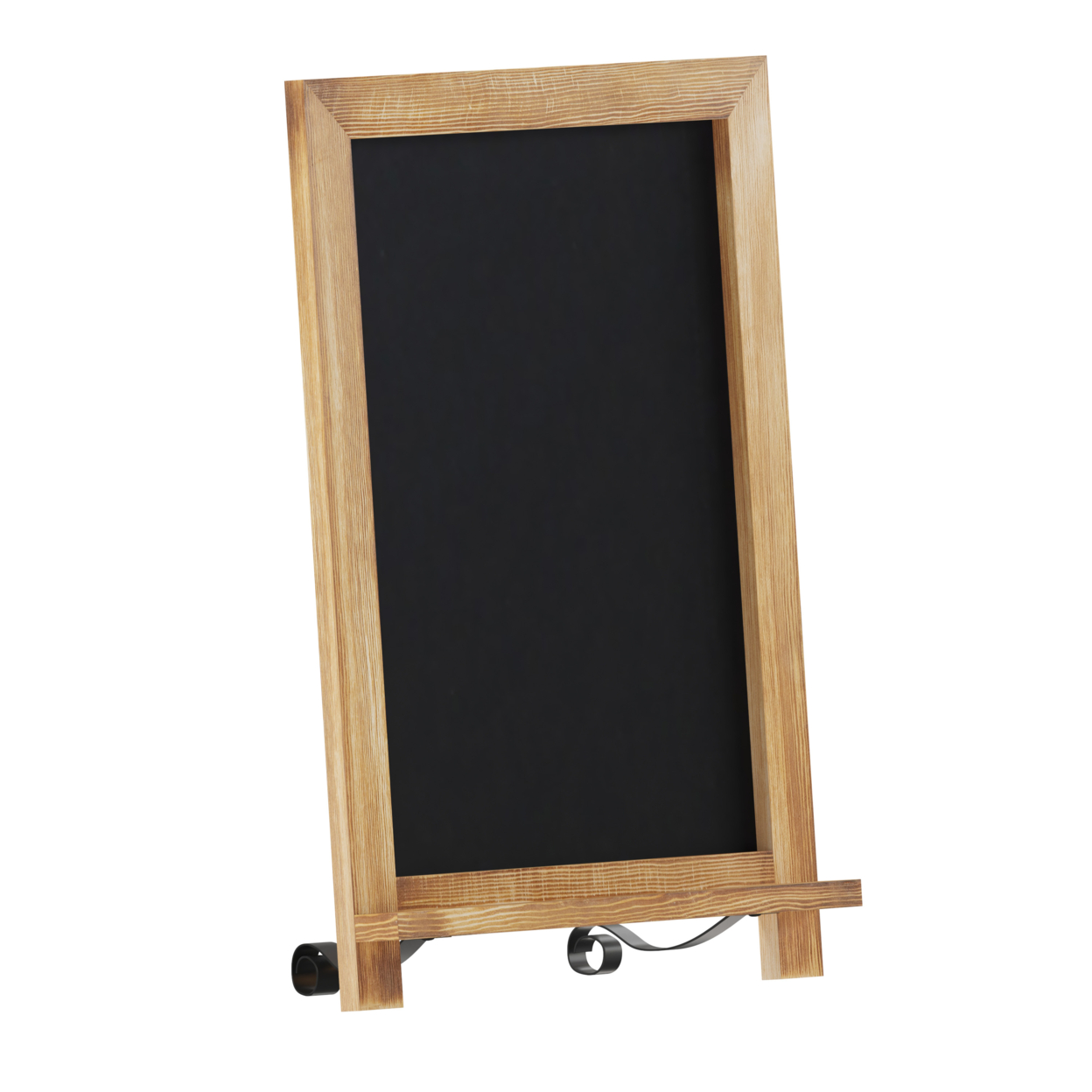 17 Inch Magnetic Chalkboard, Washed White Wood Frame, Metal Scrolled Legs