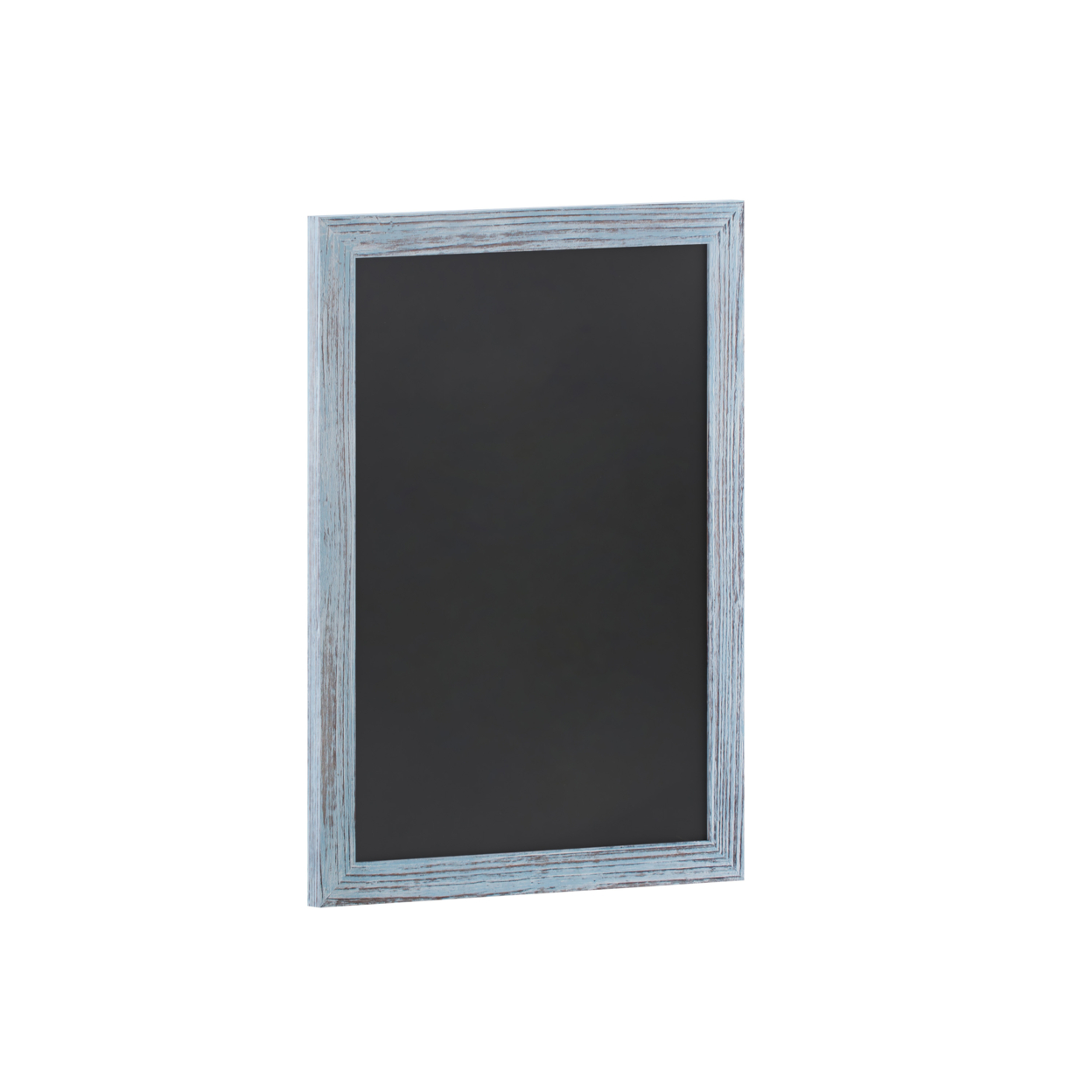 24 Inch Wall Hanging Magnetic Chalkboard, Pine Wood Frame, Rustic Blue