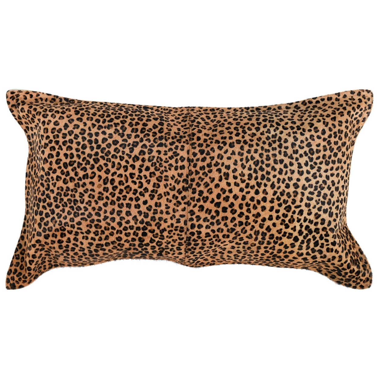 14 X 26 Lumbar Leather Accent Throw Pillow, Leopard Print, Brown And Black- Saltoro Sherpi