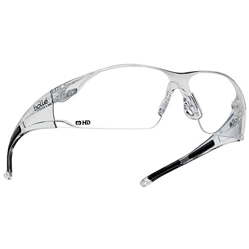 BollÃ© Safety 40113, Rush Safety Glasses, Translucent Frame, Clear HD Hydrophobic Lenses Universal CLEAR