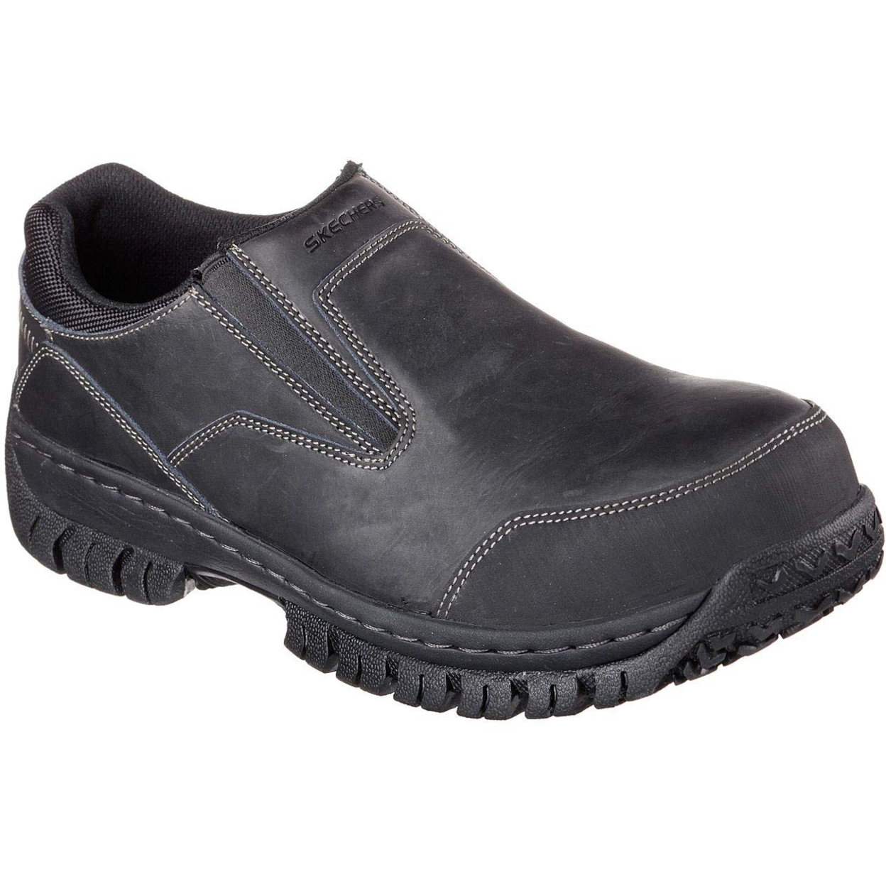 Skechers For Work Men's Hartan Steel Toe Slip-On Shoe Varies BLACK - BLACK, 8