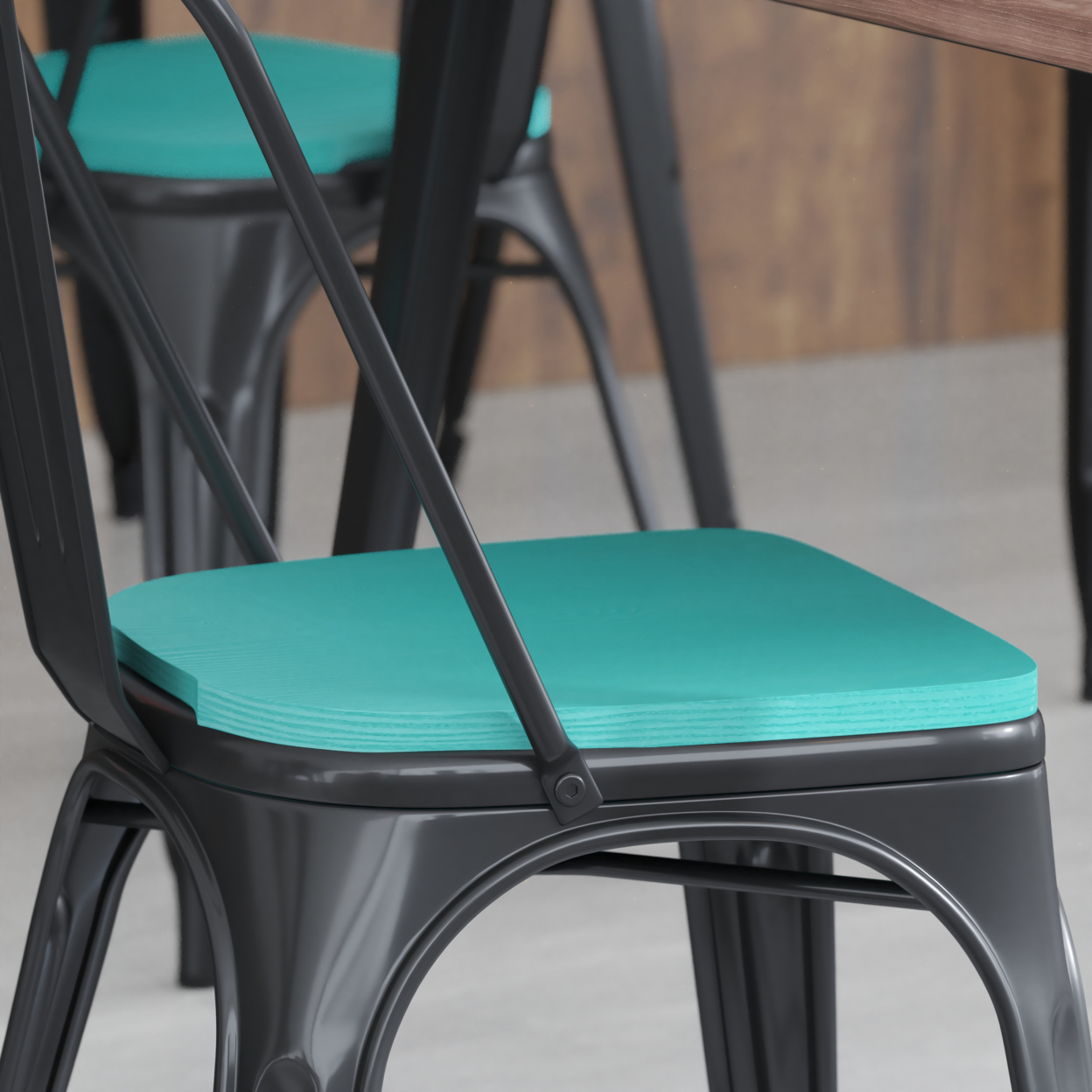 4 Piece Polyresin Chair Seats, Mint Blue