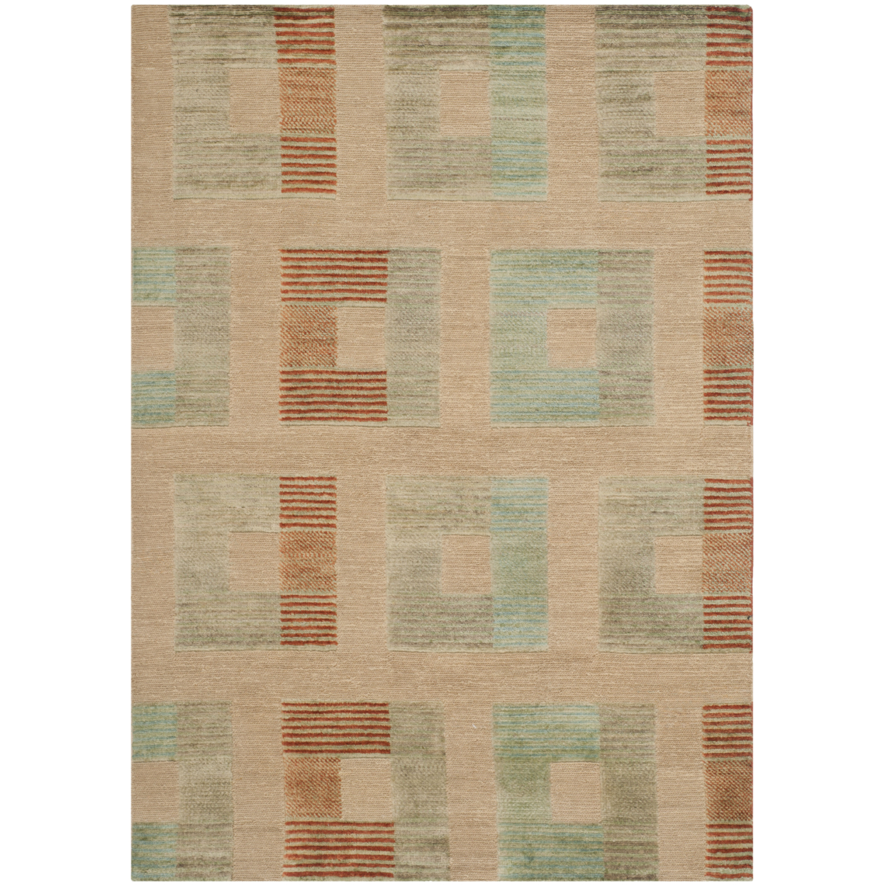 SAFAVIEH Sierra Collection SRA406A Ivory / Blue Rug - 6' X 6' Square
