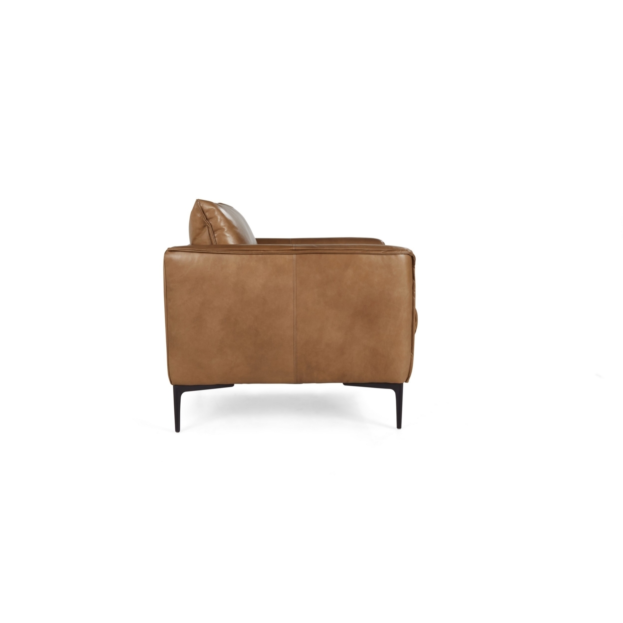 Lofi 33 Inch Club Accent Chair, Buffalo Leather, Cushioned, Rich Brown- Saltoro Sherpi