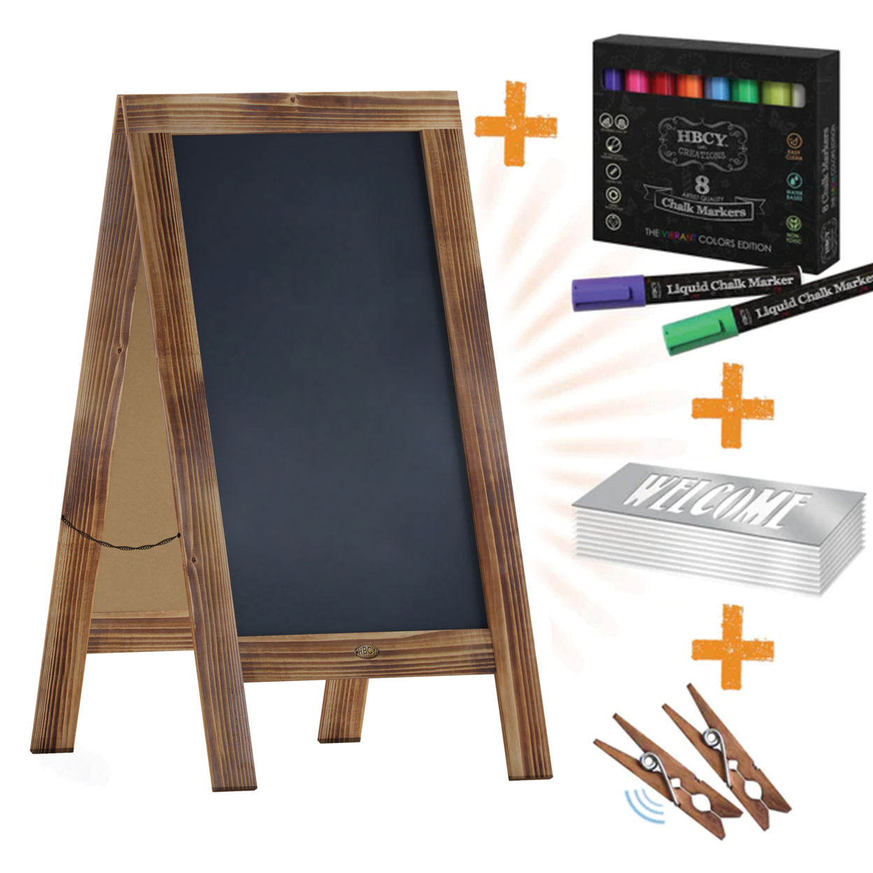 Brown A-Frame Chalkboard Set