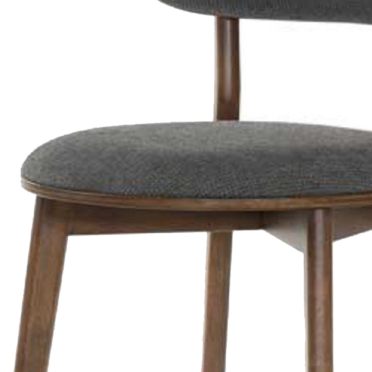 Cid 22 Inch Modern Dining Chair, Open Back, Gray Fabric, Rubberwood Frame- Saltoro Sherpi