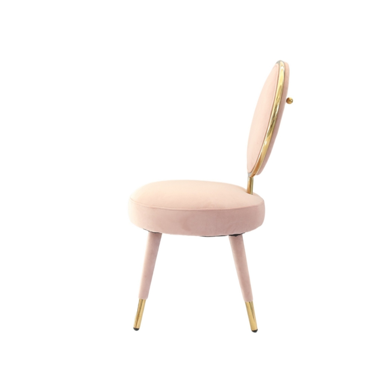 Cid 21 Inch Modern Glam Accent Chair, Round Backrest, Set Of 2, Pink Velvet- Saltoro Sherpi