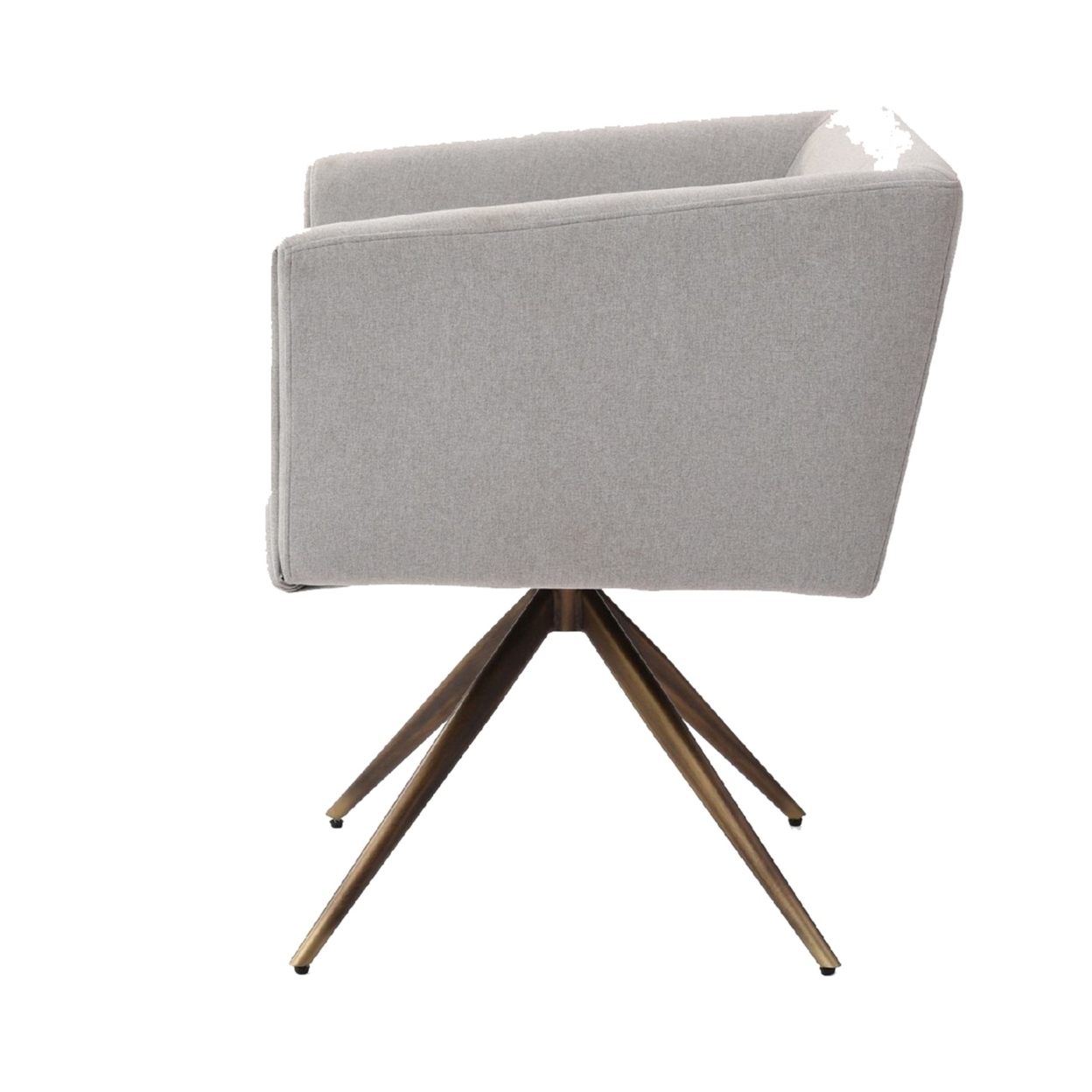 Cid 25 Inch Modern Dining Chair, Tight Back, Copper Frame, Light Gray- Saltoro Sherpi