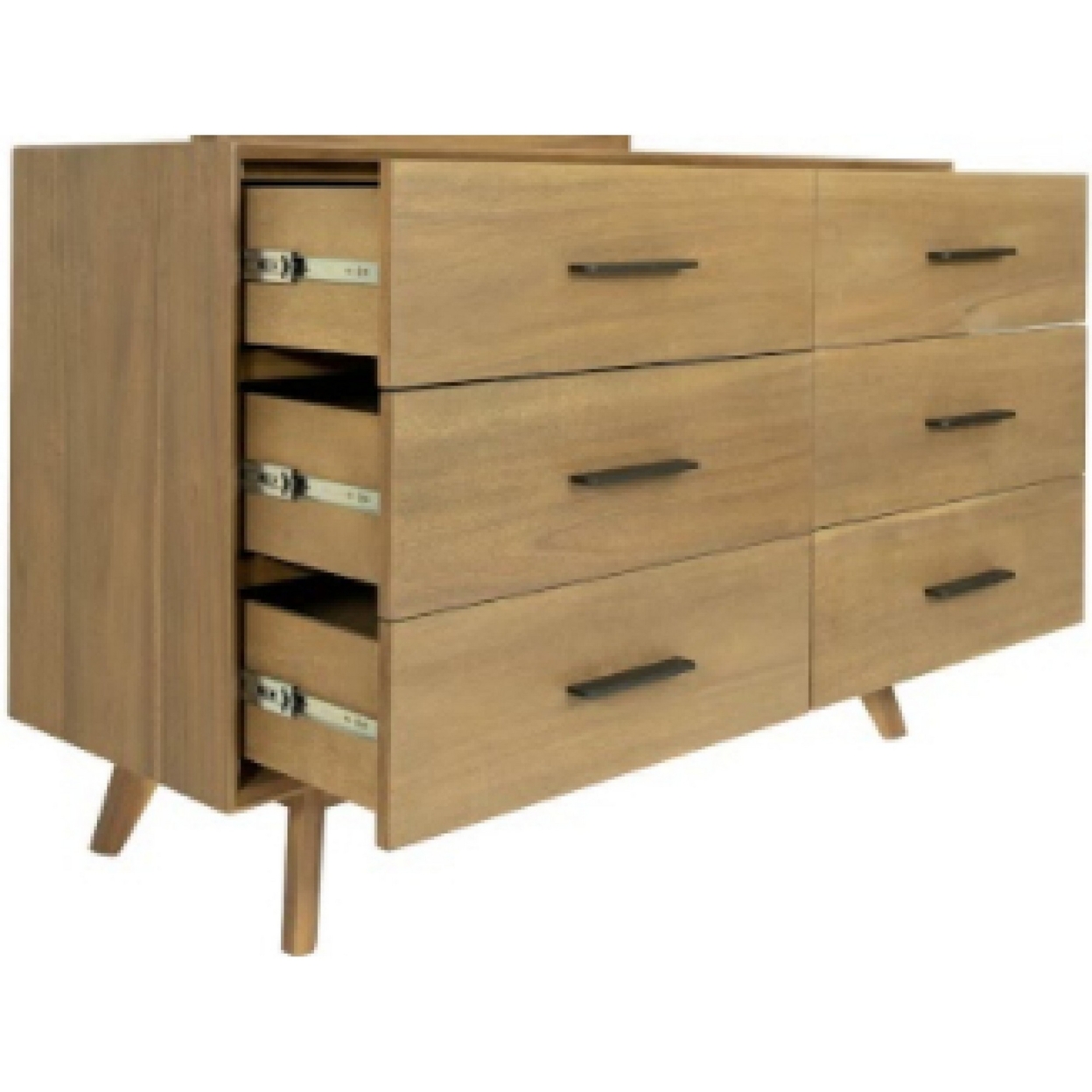 Cid Allie 53 Inch Modern Dresser, 6 Drawers, Solid Acacia, Walnut Brown- Saltoro Sherpi