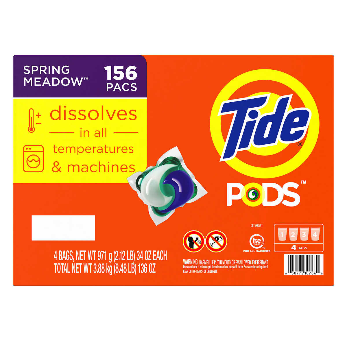 Tide Pods HE Laundry Detergent Pods, Spring Meadow, 156 Count