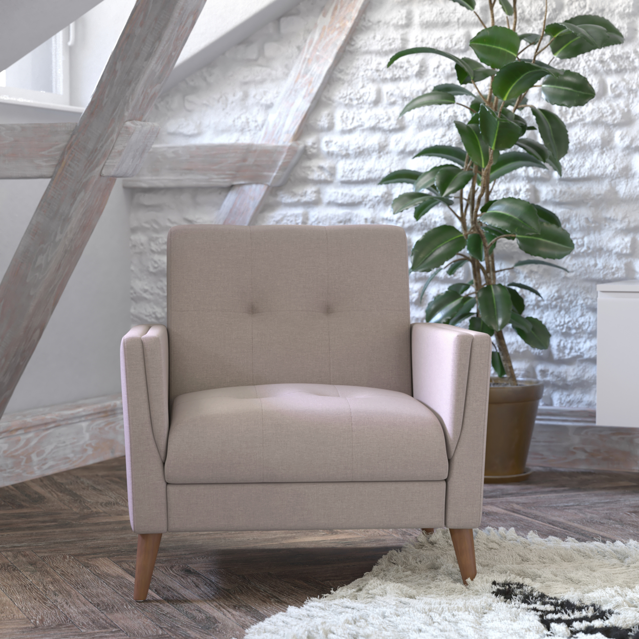 Taupe Faux Linen Chair