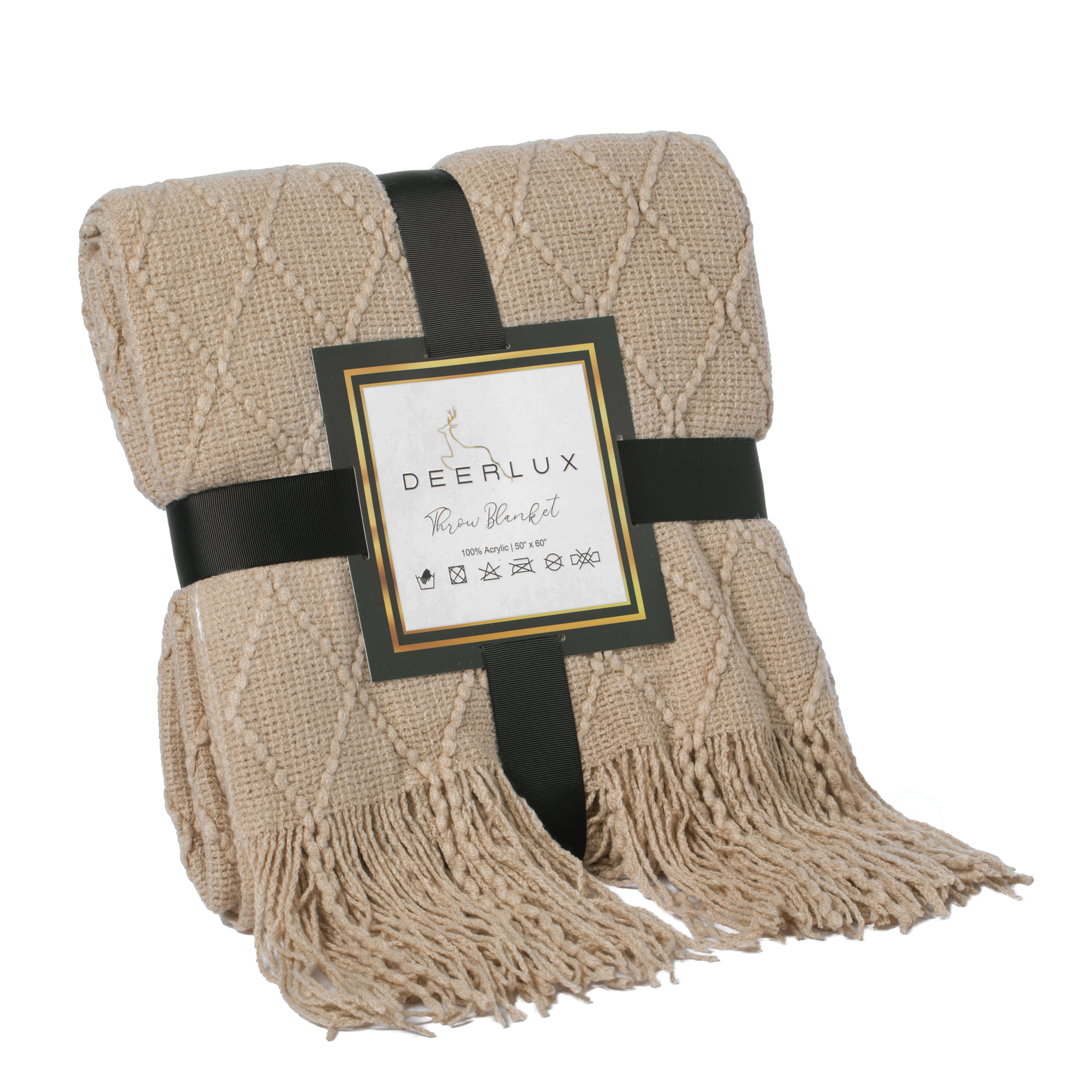 Decorative Throw Blanket - 50x60in Soft Knit With Delightful Fringe Edges For A Sophisticated And Cozy Touch To Your Living Space Lightwe -