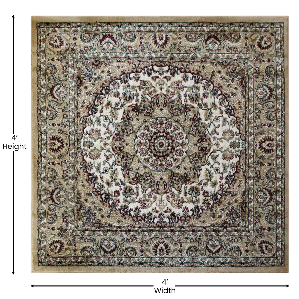Ivory 4x4 Persian Area Rug