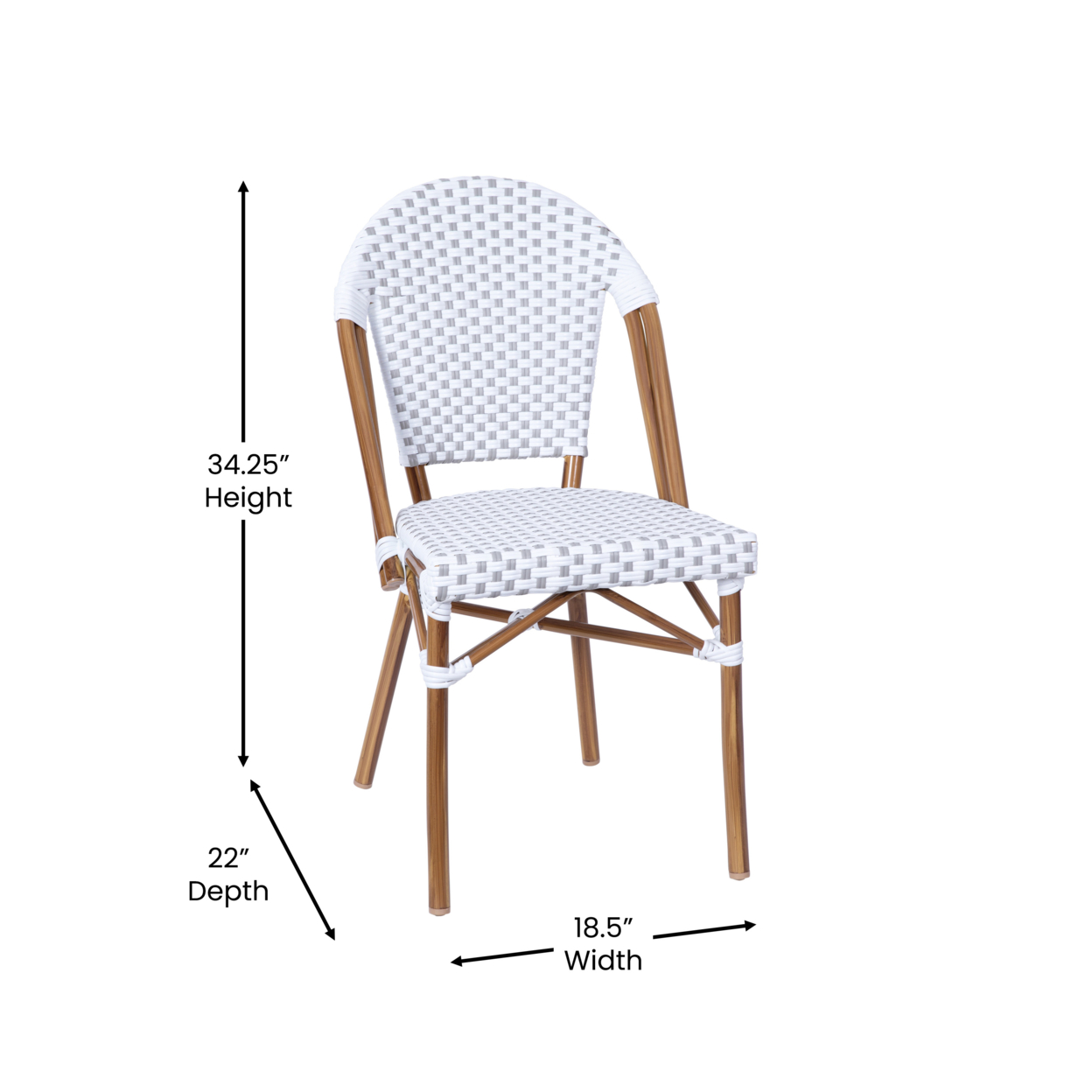 White Gray French Cafe Chair