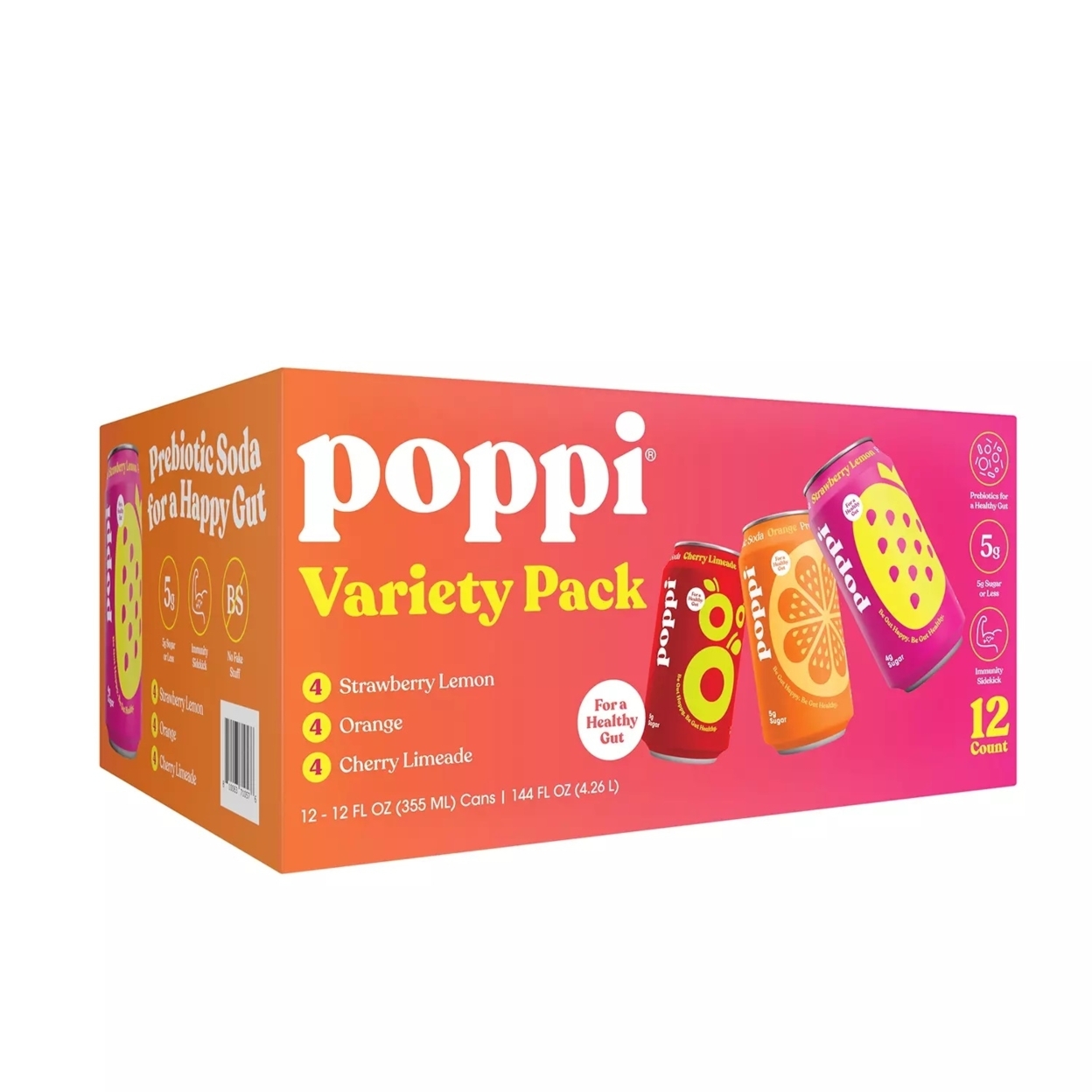 Poppi Prebiotic Soda Variety Pack, 12 Fluid Ounce (Pack Of 12)