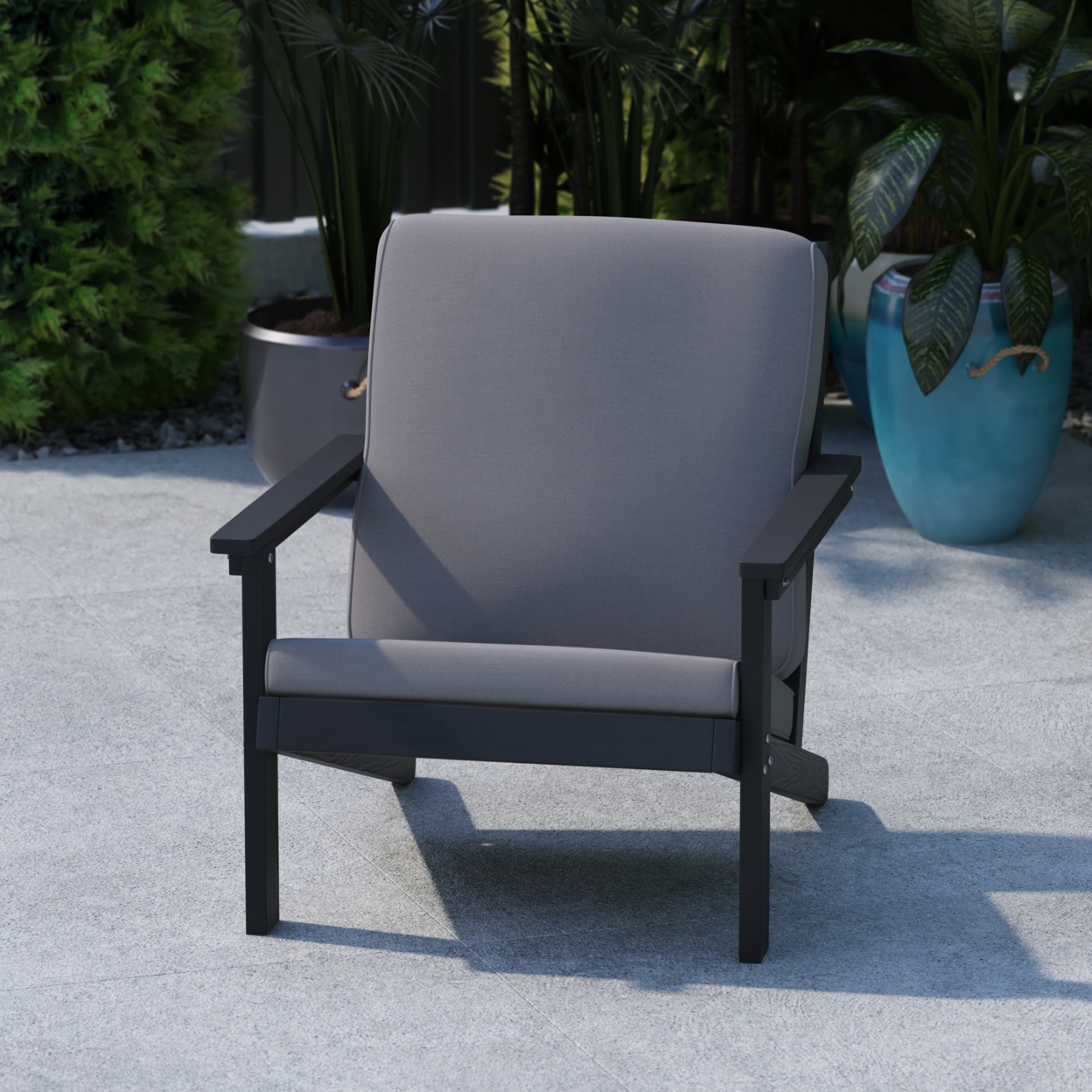 Black Chair-Charcoal Cushions
