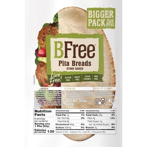 Bfree Gluten Free Pita Bread, 8 Count (Pack Of 2)